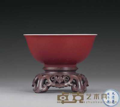 清康熙 霁红釉碗 直径15.3cm